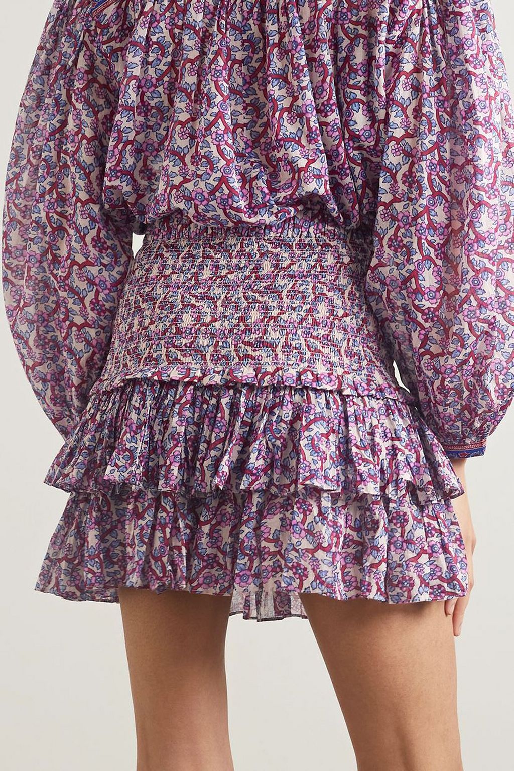 MARANT ÉTOILE Naomi ruffled floral-print cotton-voile mini skirt