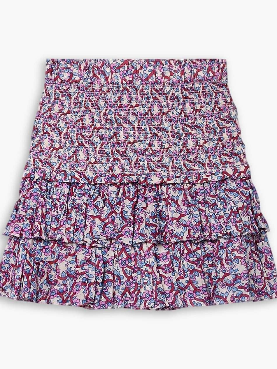naomi ruffled floral-print cotton-voile mini skirt