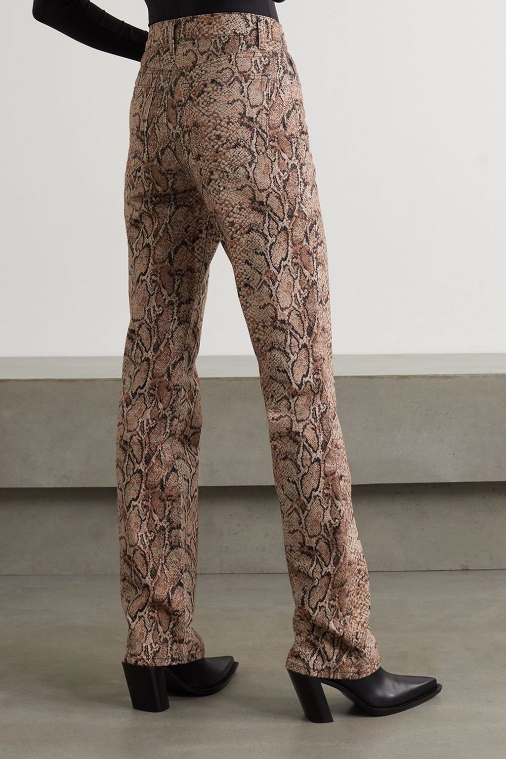 REFORMATION Snake-print high-rise bootcut jeans