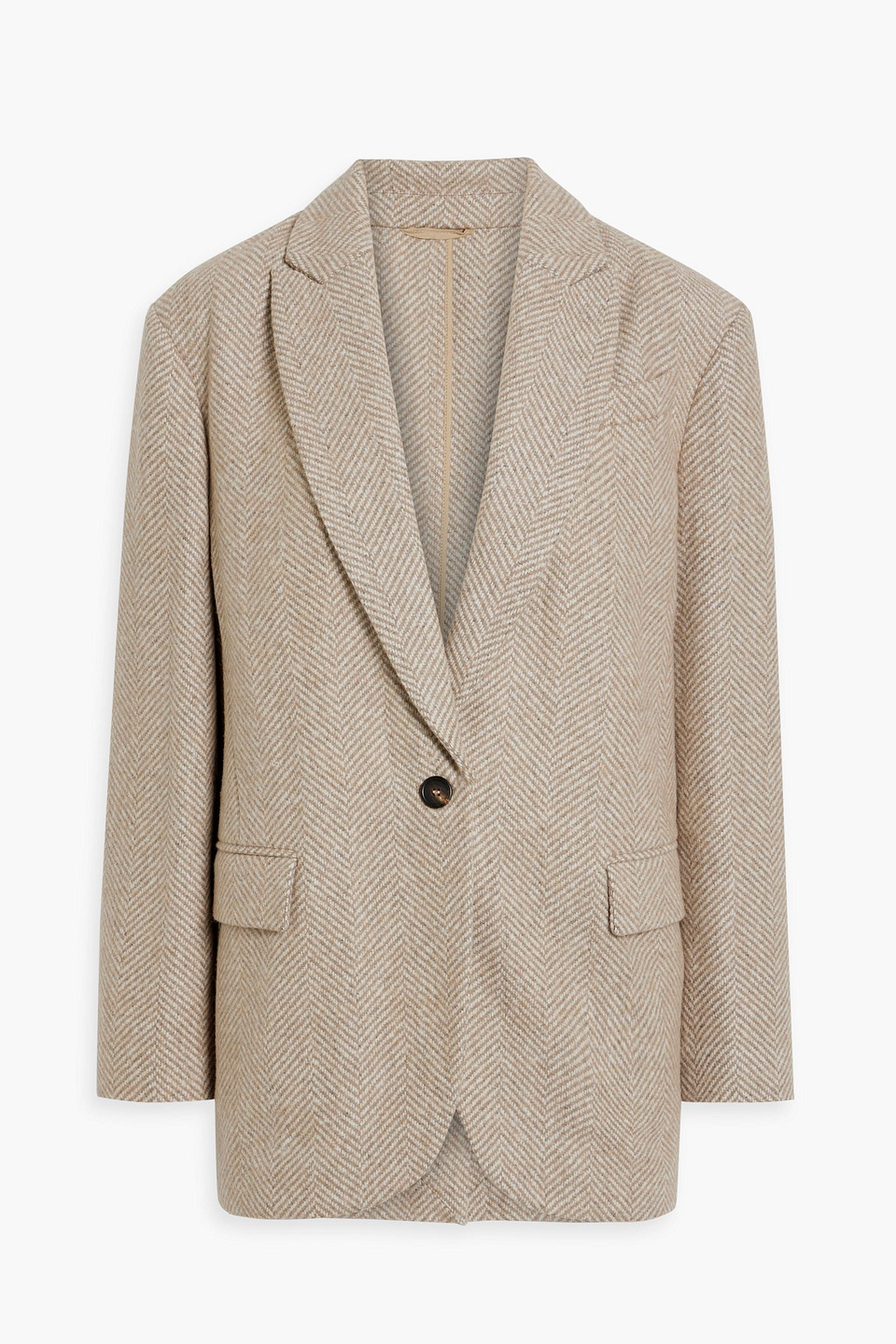 Brunello Cucinelli Herringbone Tweed Blazer In Beige
