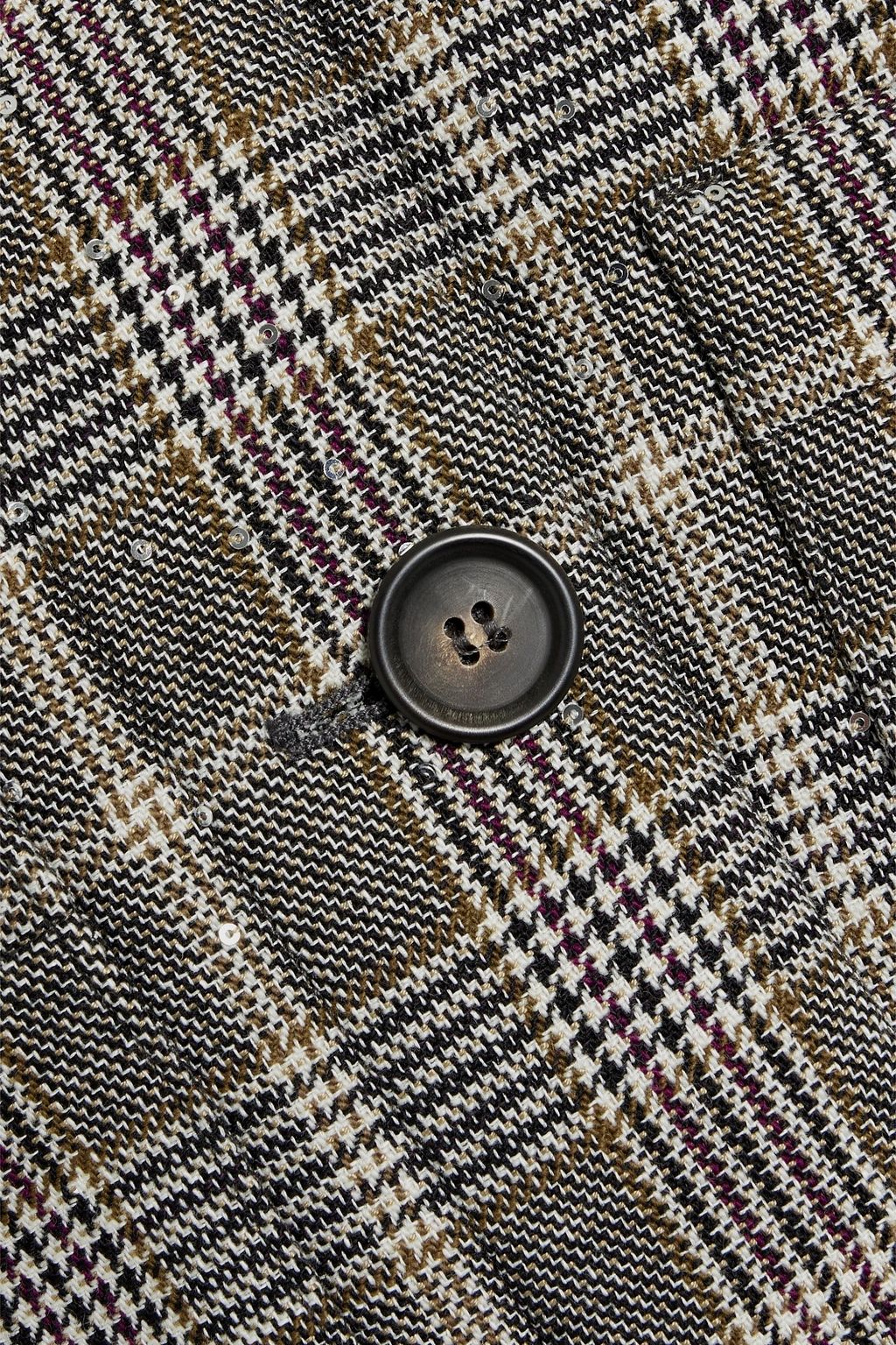 BRUNELLO CUCINELLI Sequin-embellished Prince of Wales checked tweed jacket