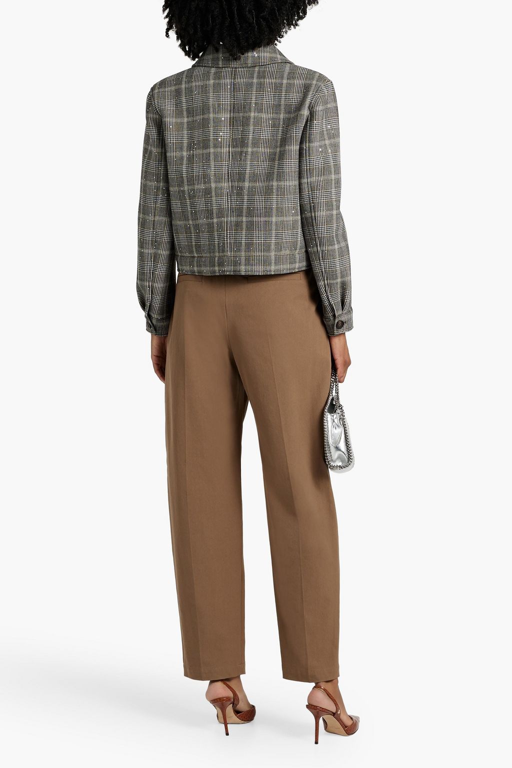 BRUNELLO CUCINELLI Sequin-embellished Prince of Wales checked tweed jacket
