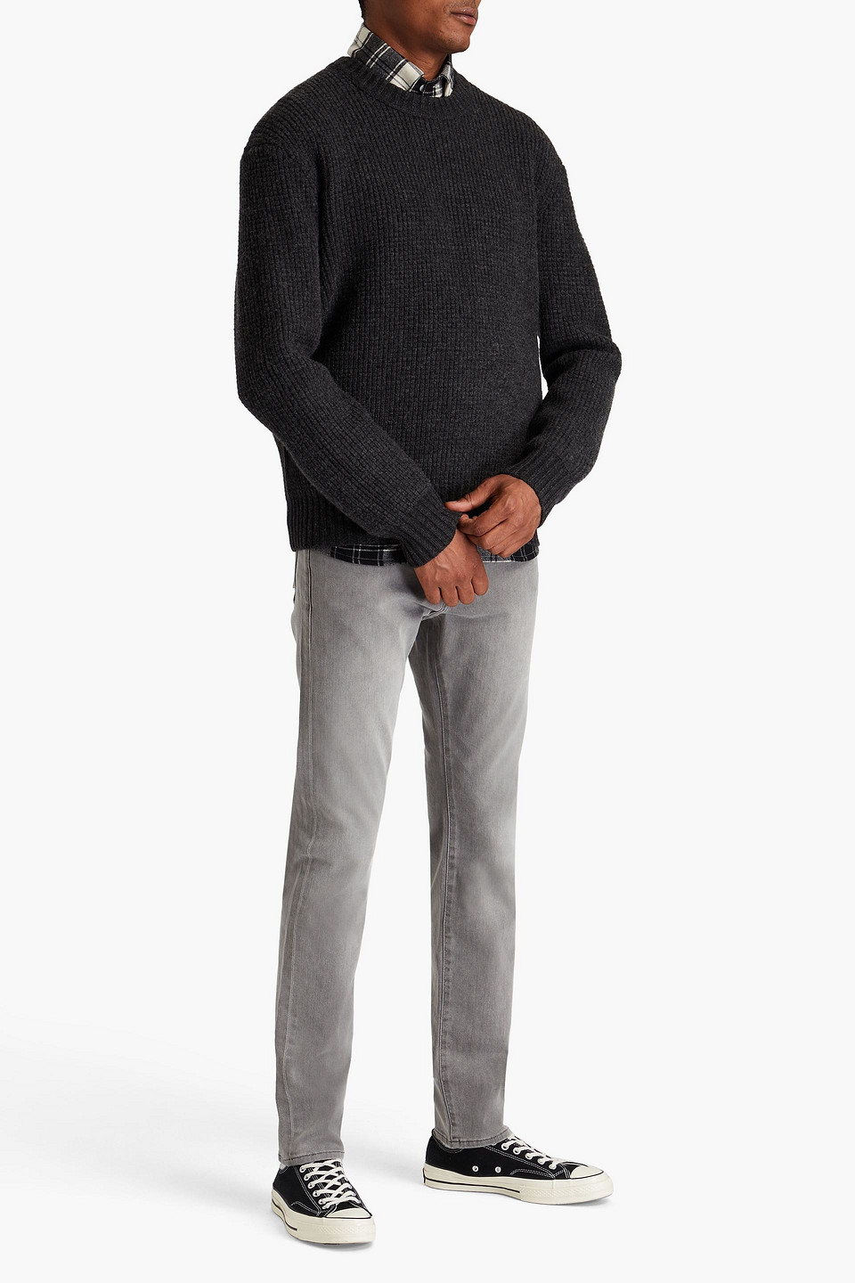 Frame Cashmere Crew-neck Sweater In Charcoal