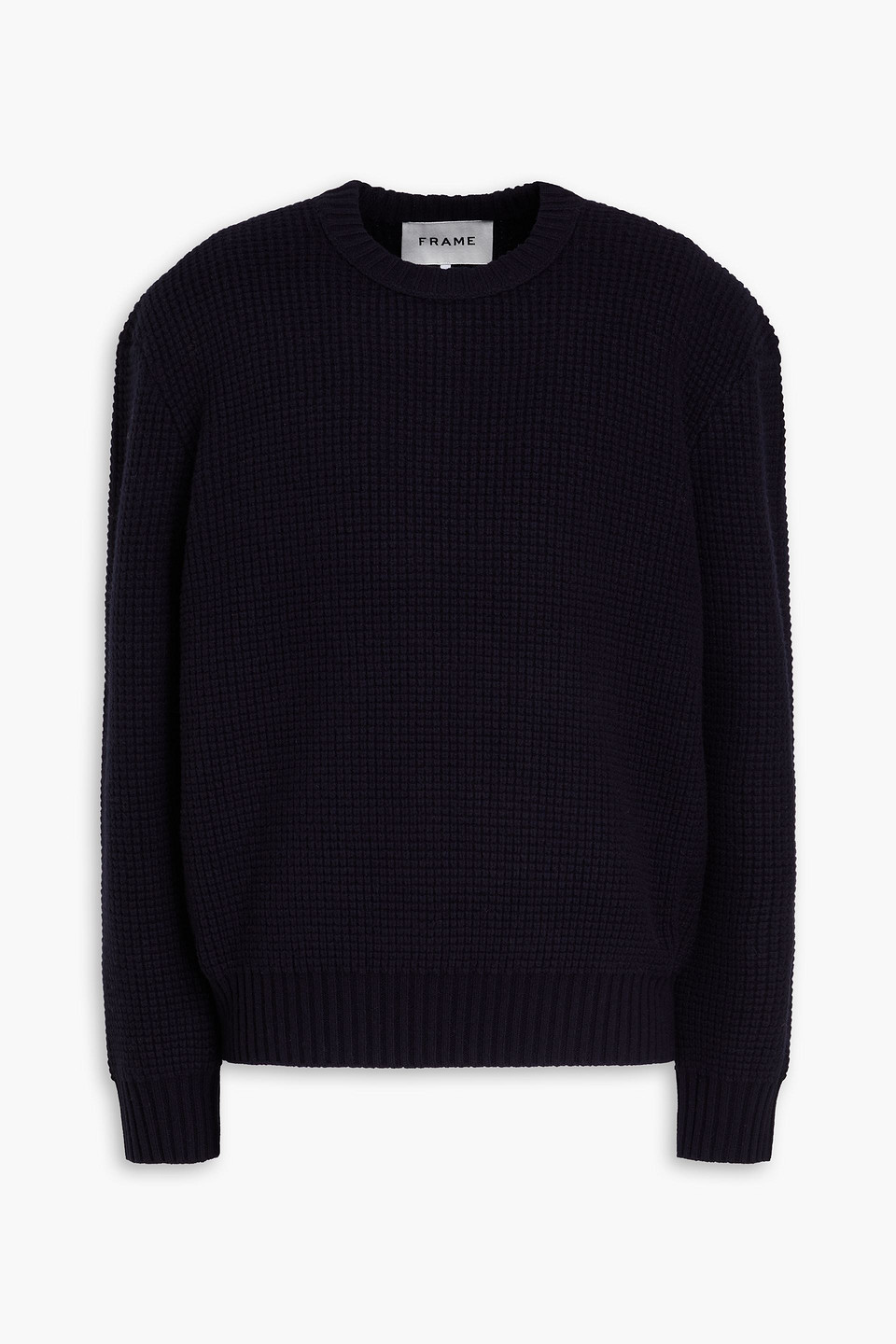 Frame Waffle-knit Wool Sweater In Black