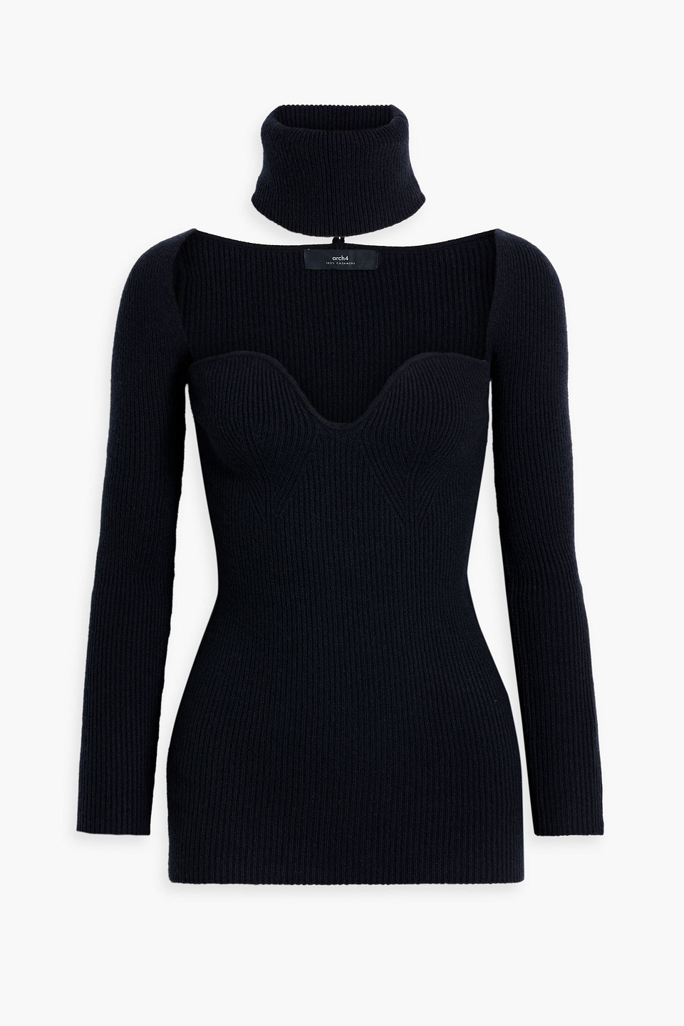 Arch4 Amandine Convertible Ribbed Cashmere Sweater In Navy