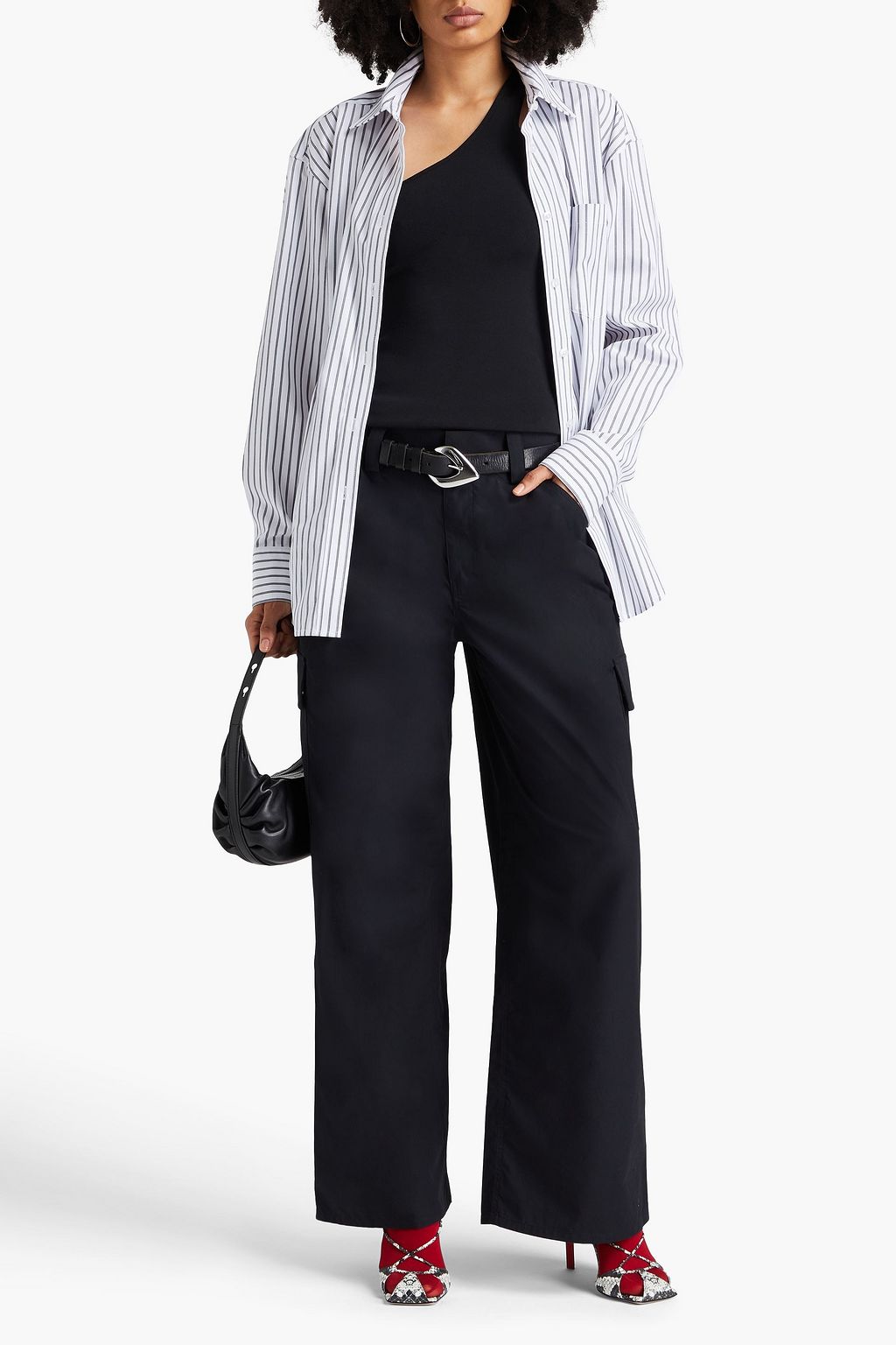 ALEXANDERWANG.T 코튼 포플린 와이드 카고 팬츠