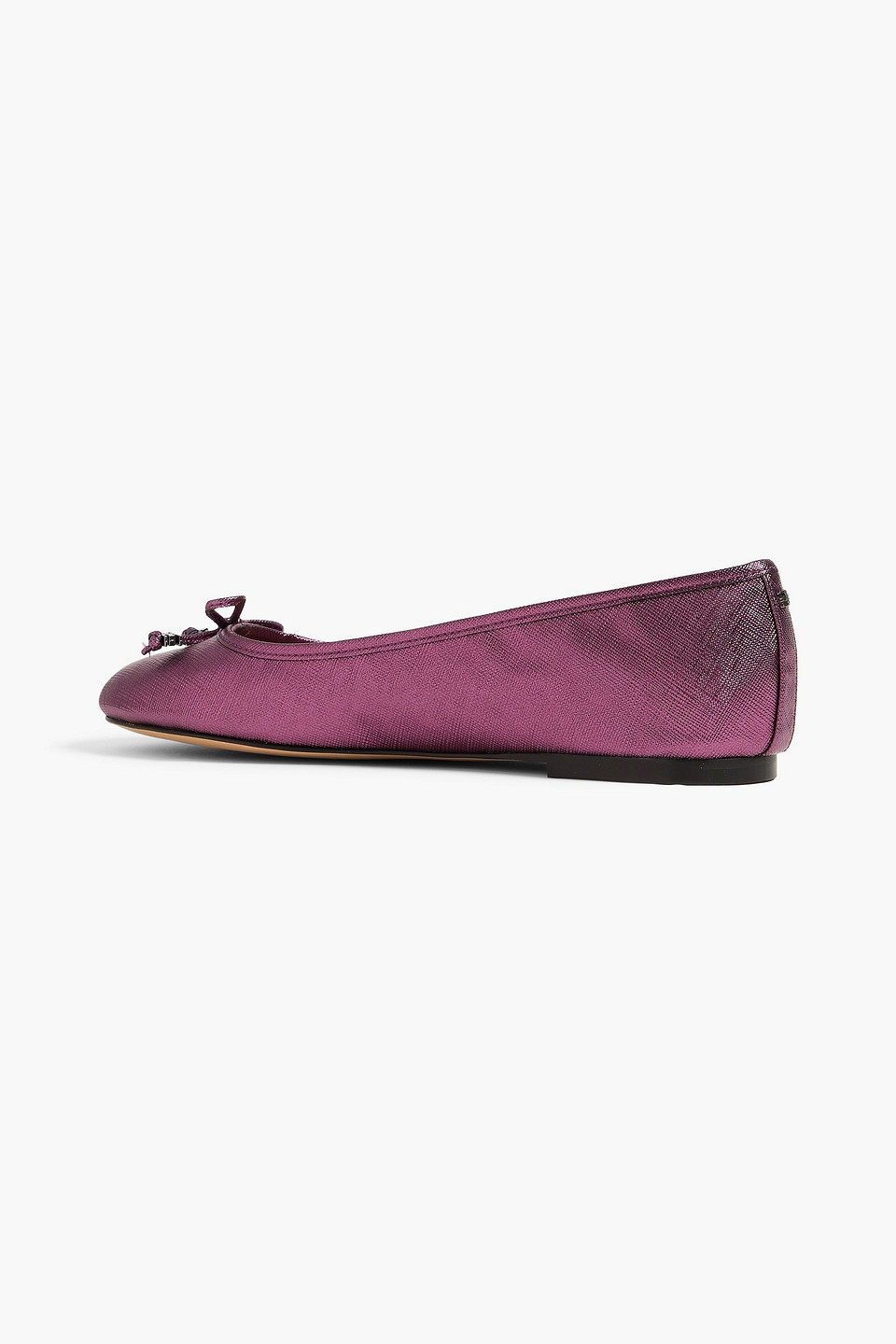SAM EDELMAN FELICIA METALLIC FAUX TEXTURED-LEATHER BALLET FLATS