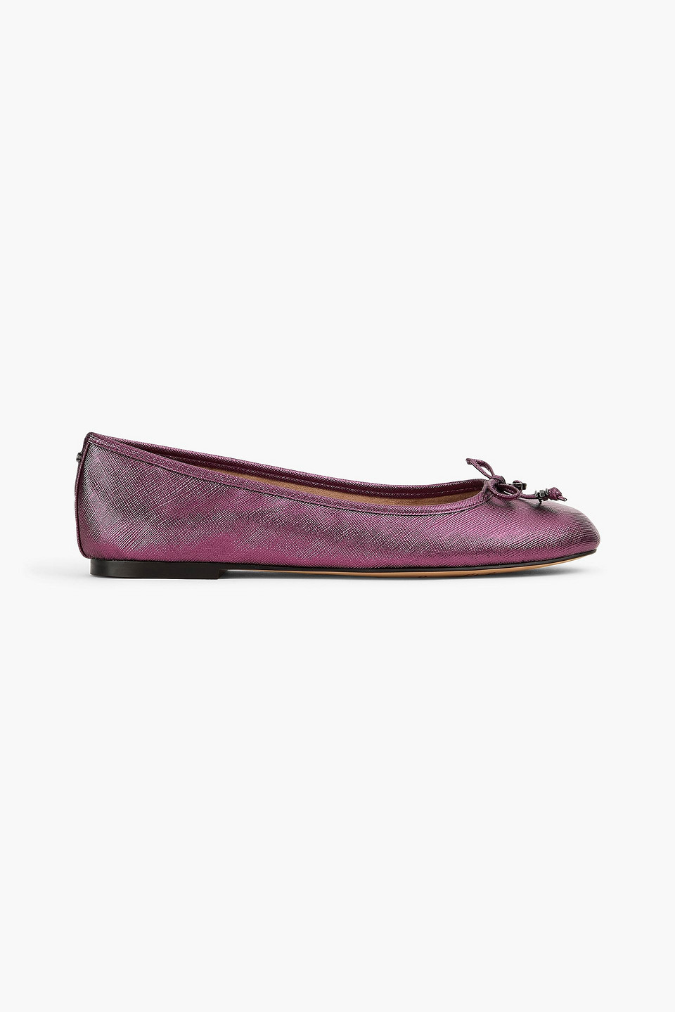 Sam Edelman Felicia Metallic Faux Textured-leather Ballet Flats In Dark Purple