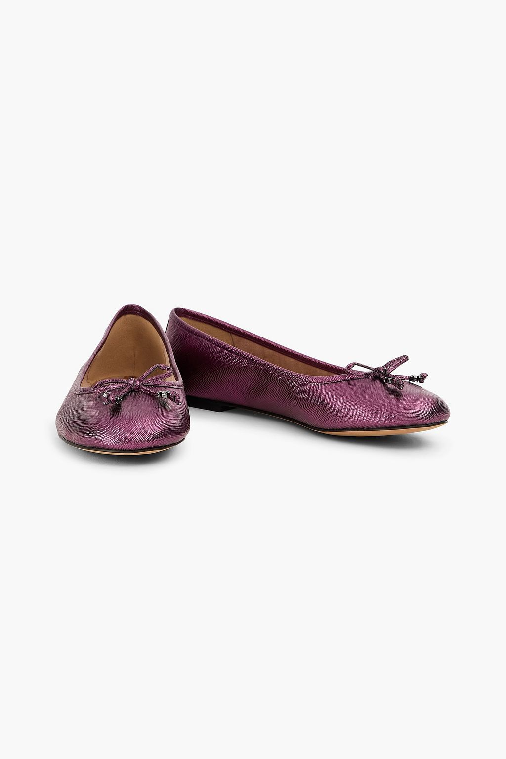 SAM EDELMAN Felicia metallic faux textured-leather ballet flats