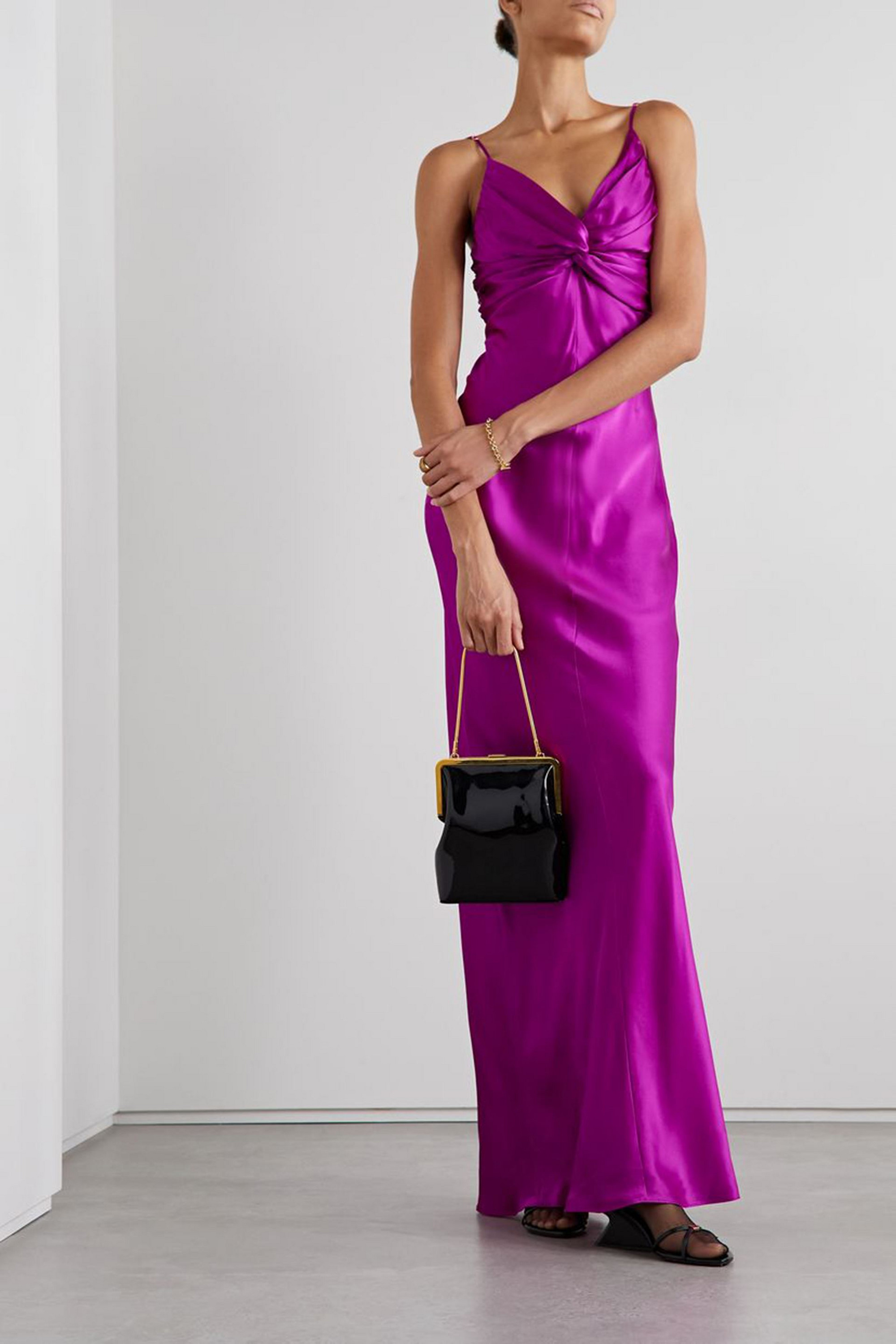 TOVE Athena twist-front silk-satin maxi dress
