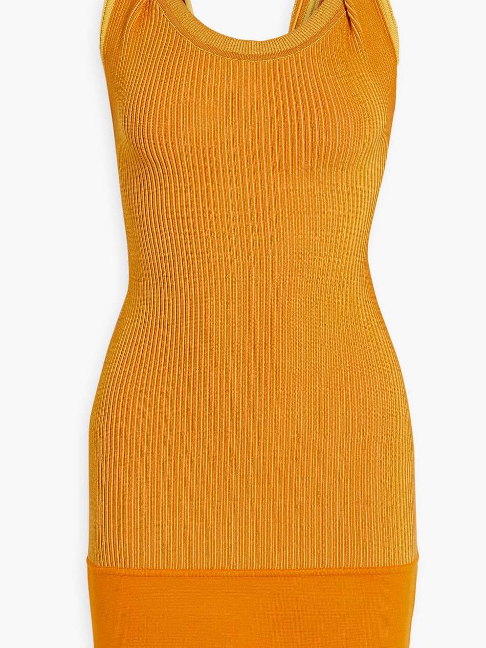 turbi twisted ribbed-knit mini dress