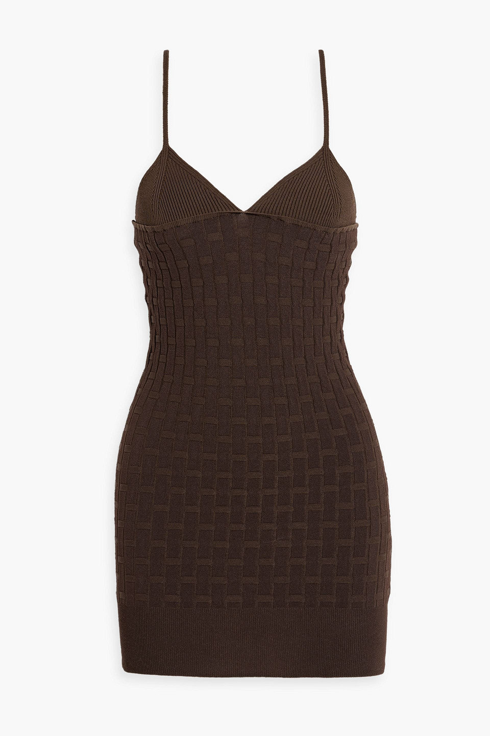Jacquemus Brown Le Raphia 'la Robe Maille Tecido' Minidress In Chocolate