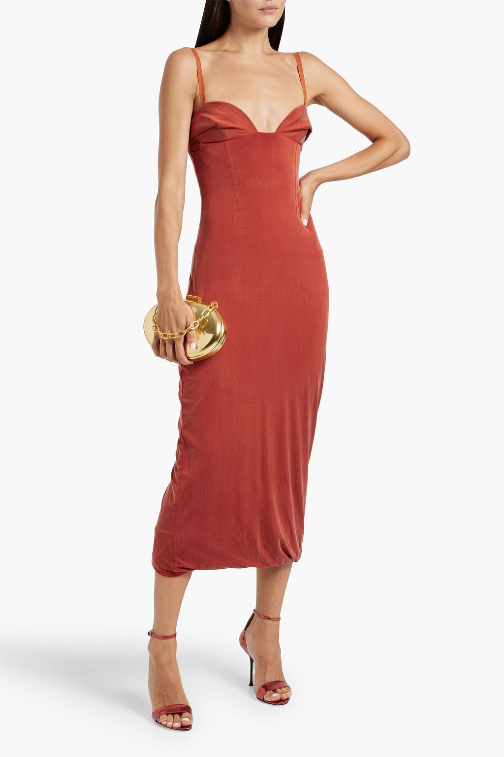 JACQUEMUS Praia cupro-blend midi dress