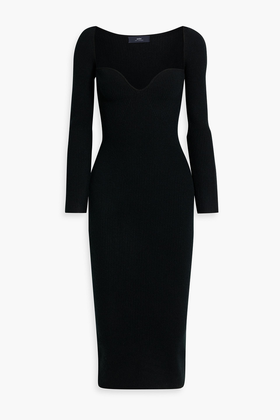 Arch4 Coco Ribbed Cashmere Midi Dress In Black