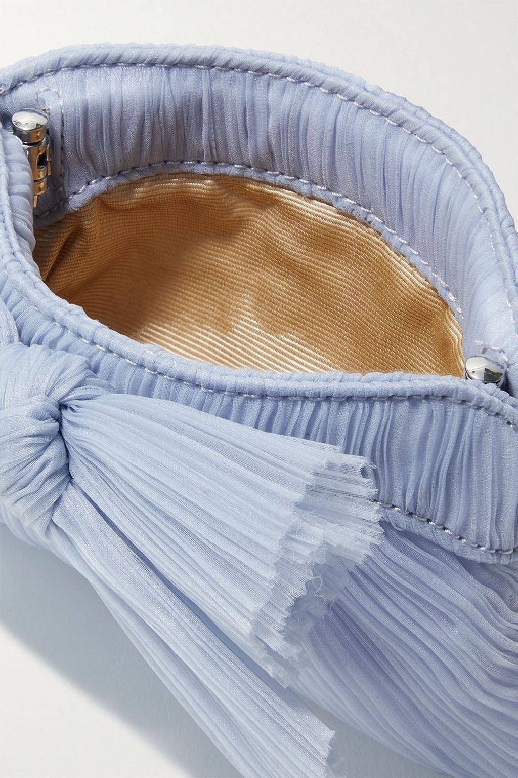 LOEFFLER RANDALL Rochelle bow-embellished plissé-organza clutch