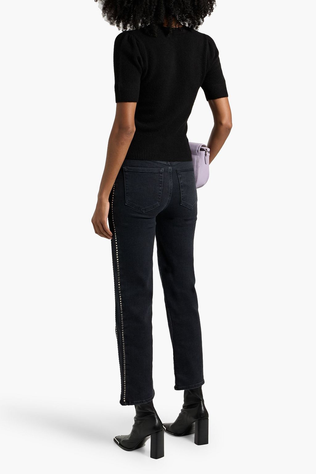 FRAME Le Sleek Straight studded high-rise straight-leg jeans