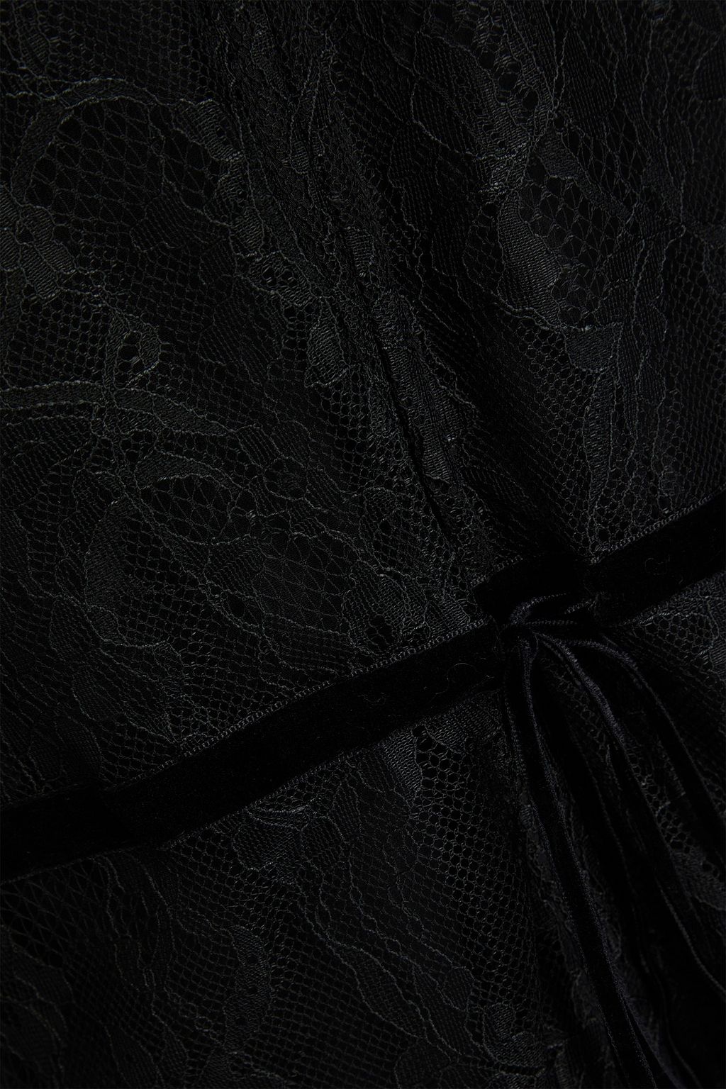 FRAME Velvet-trimmed lace blouse