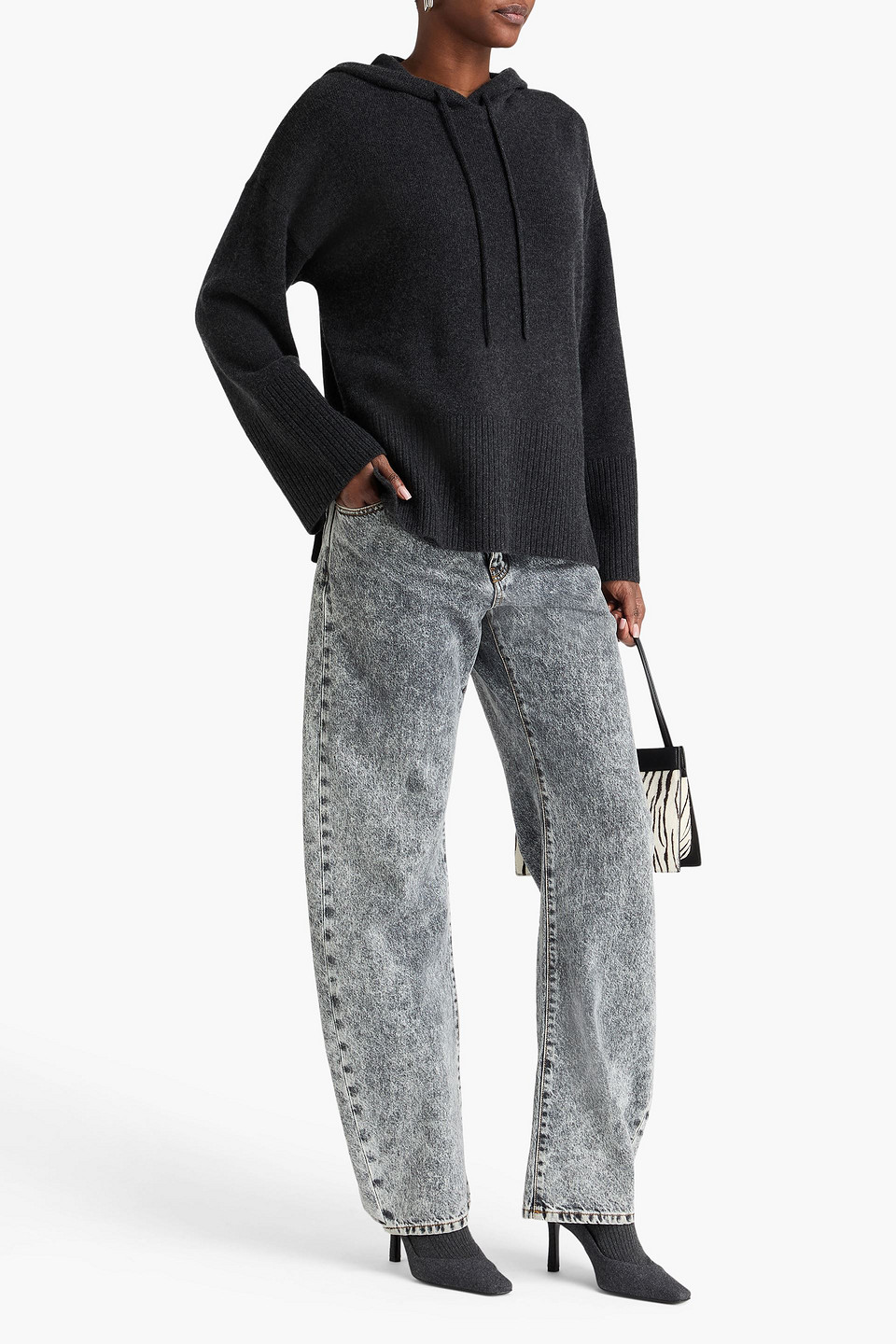 Frame Cashmere Hoodie In Gray