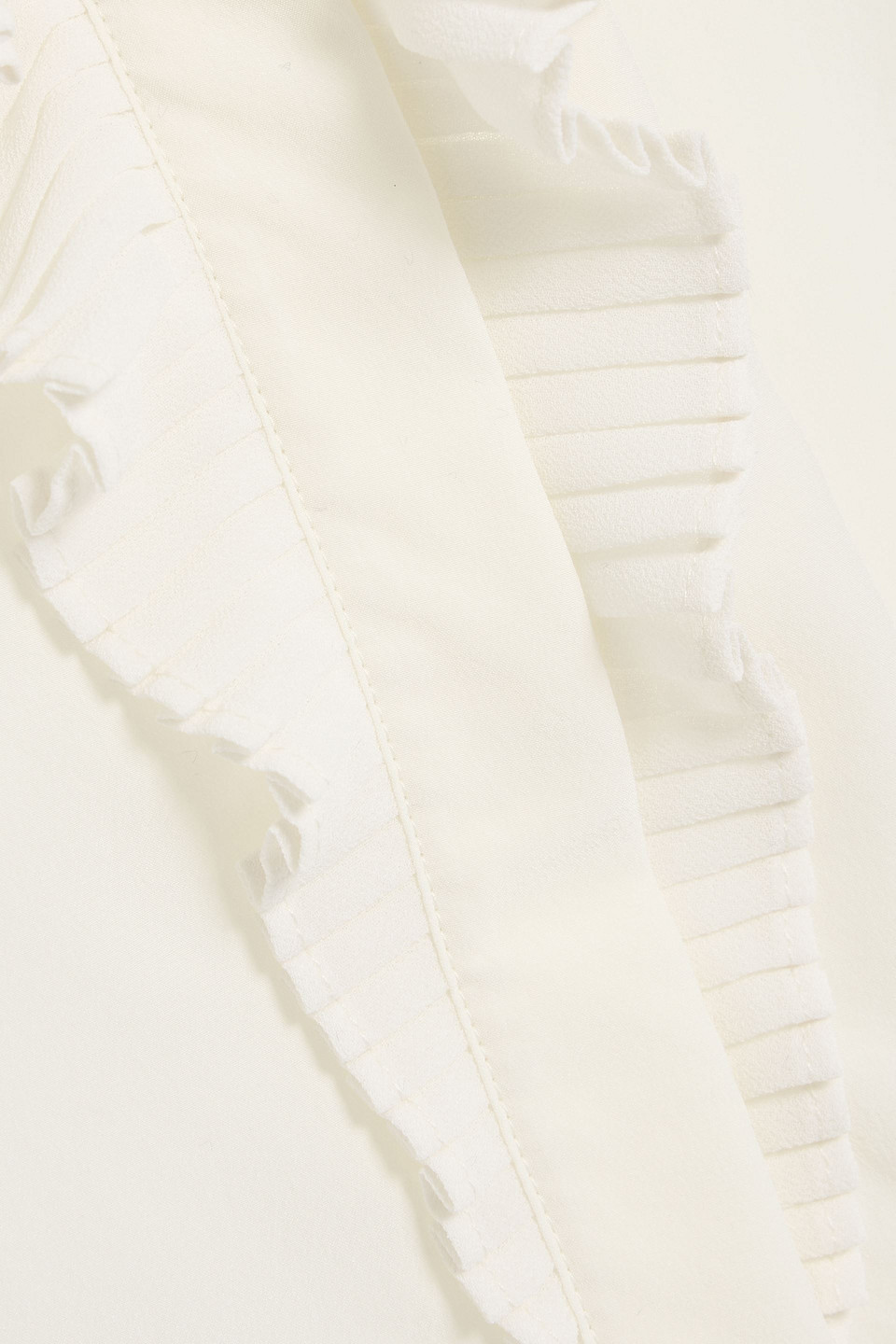 Frame Ruffled Silk Crepe De Chine Blouse In White