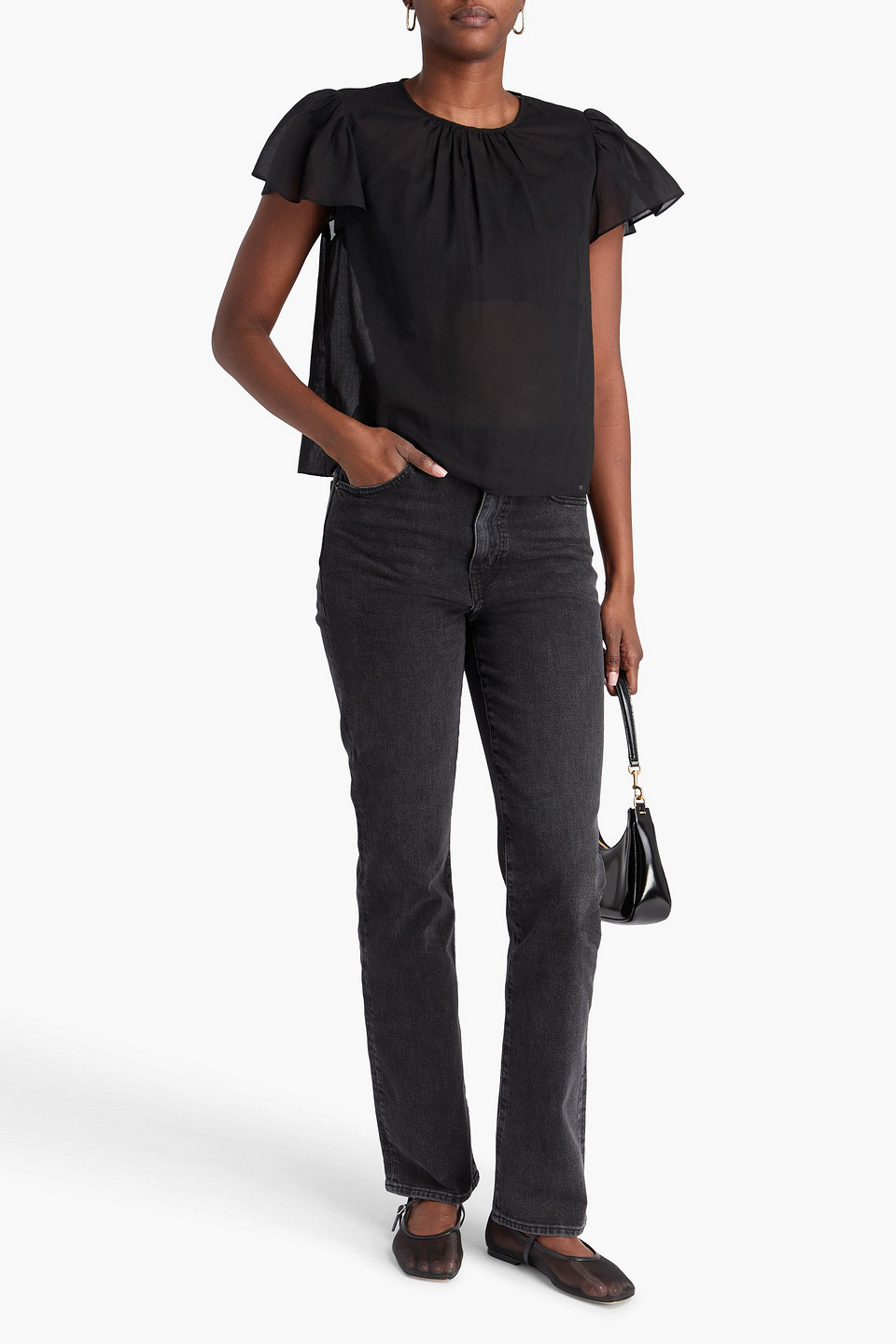 Frame The Ruler High-rise Straight-leg Jeans In Black