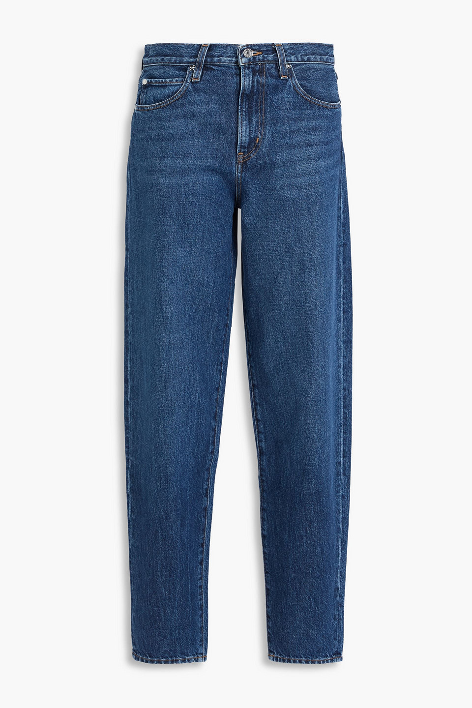 Frame The Narrow High-rise Tapered Jeans In Blue
