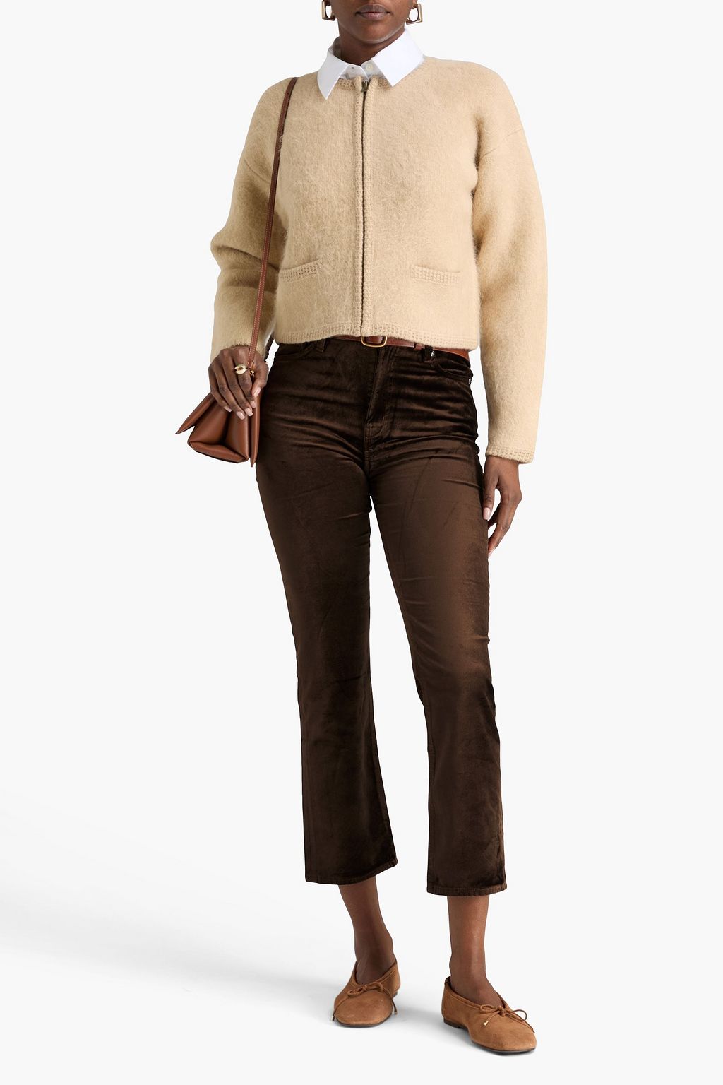 FRAME Le Sleek Straight cotton-blend velvet straight-leg pants