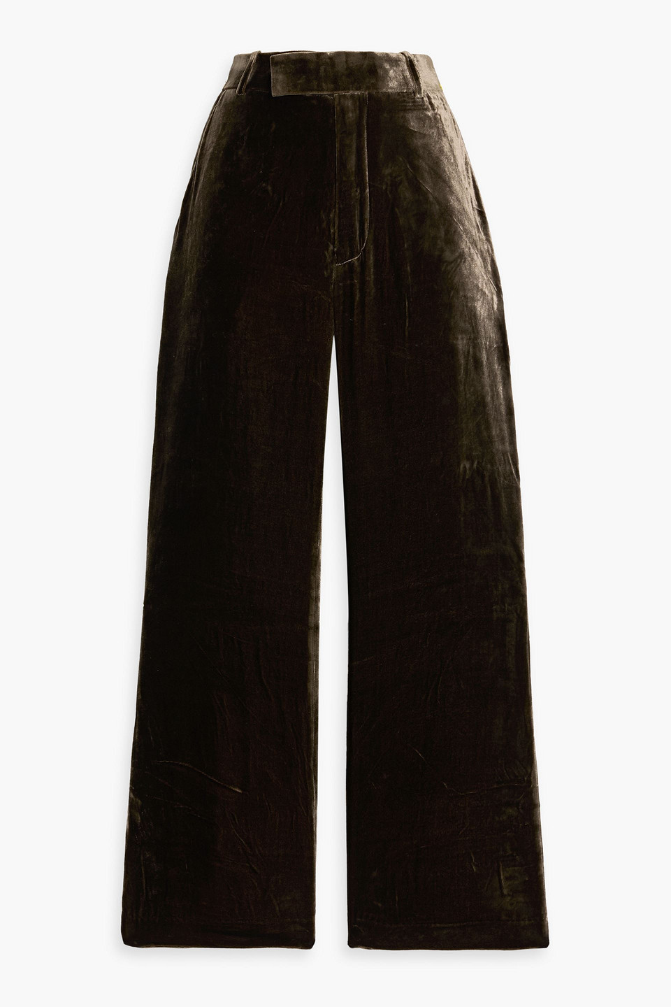 Frame Cropped Velvet Flared Pants In Brown