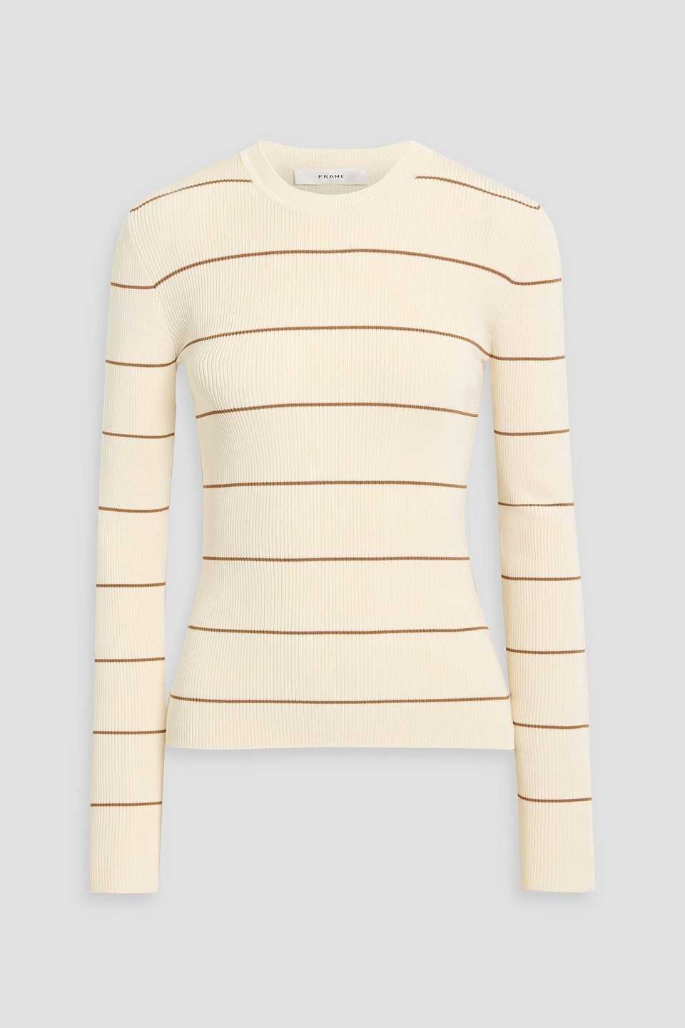 Frame Striped Ribbed-knit Sweater In White