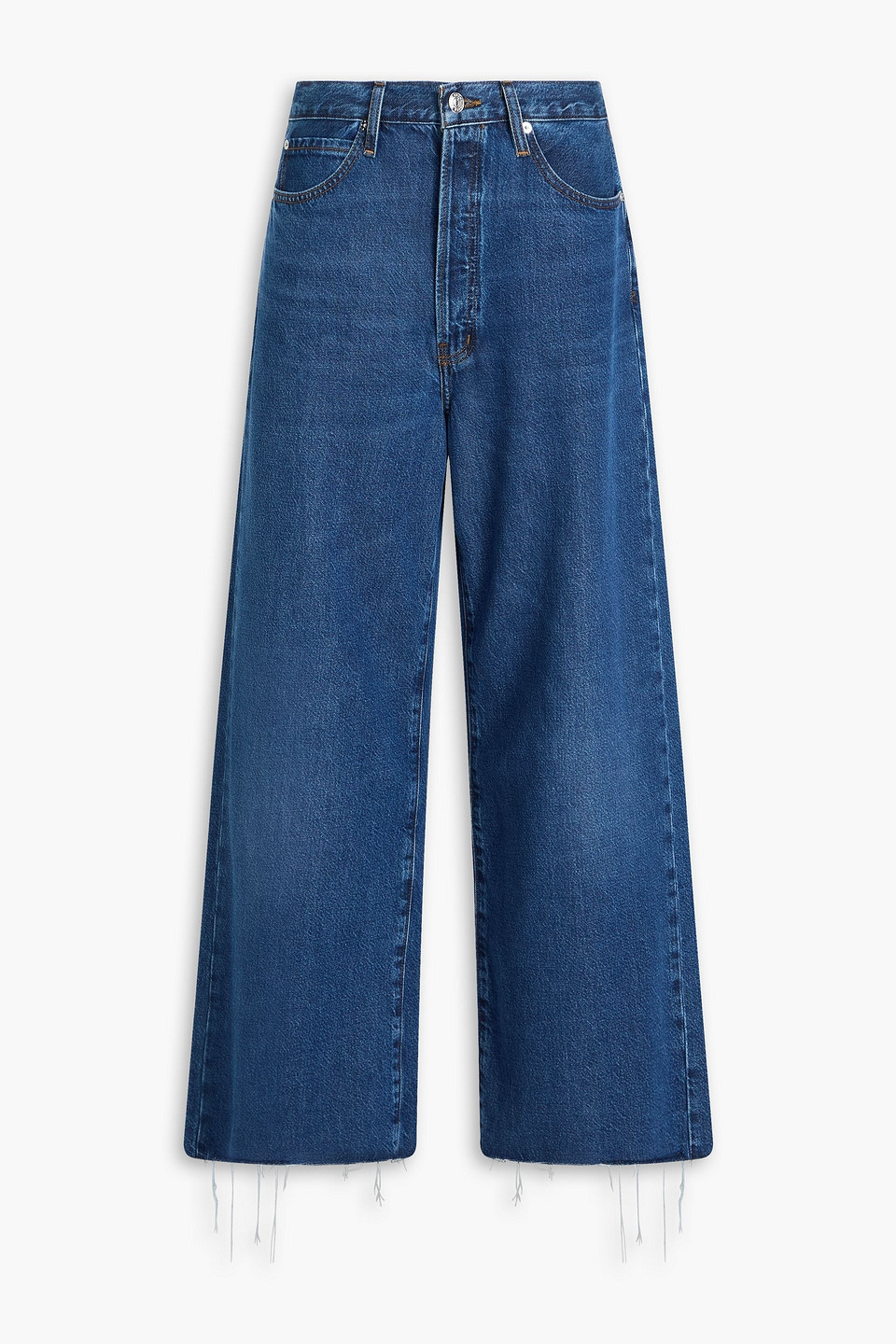Frame Le Low Baggy Low-rise Wide-leg Jeans In Blue