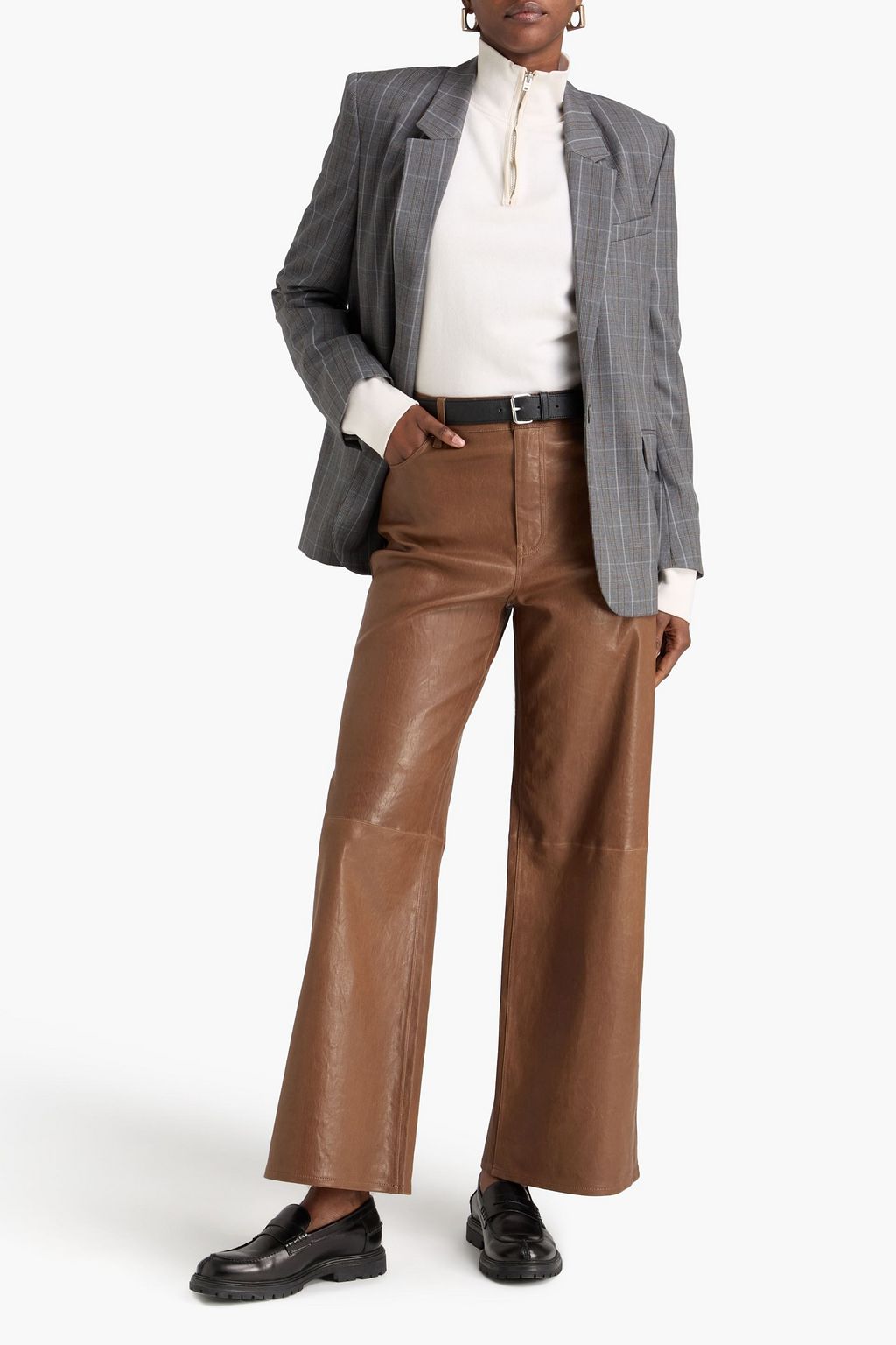 FRAME Stretch-leather wide-leg pants