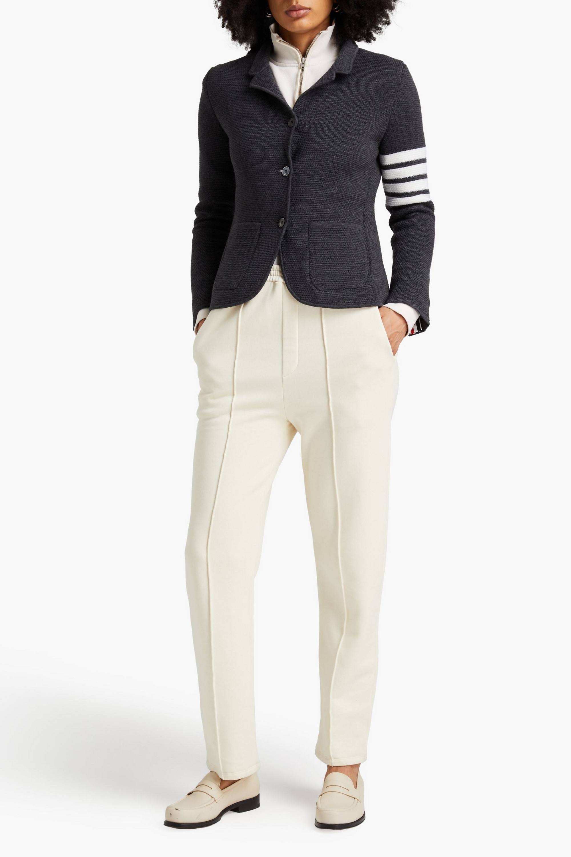 Thom Browne Striped waffle-knit wool-blend blazer