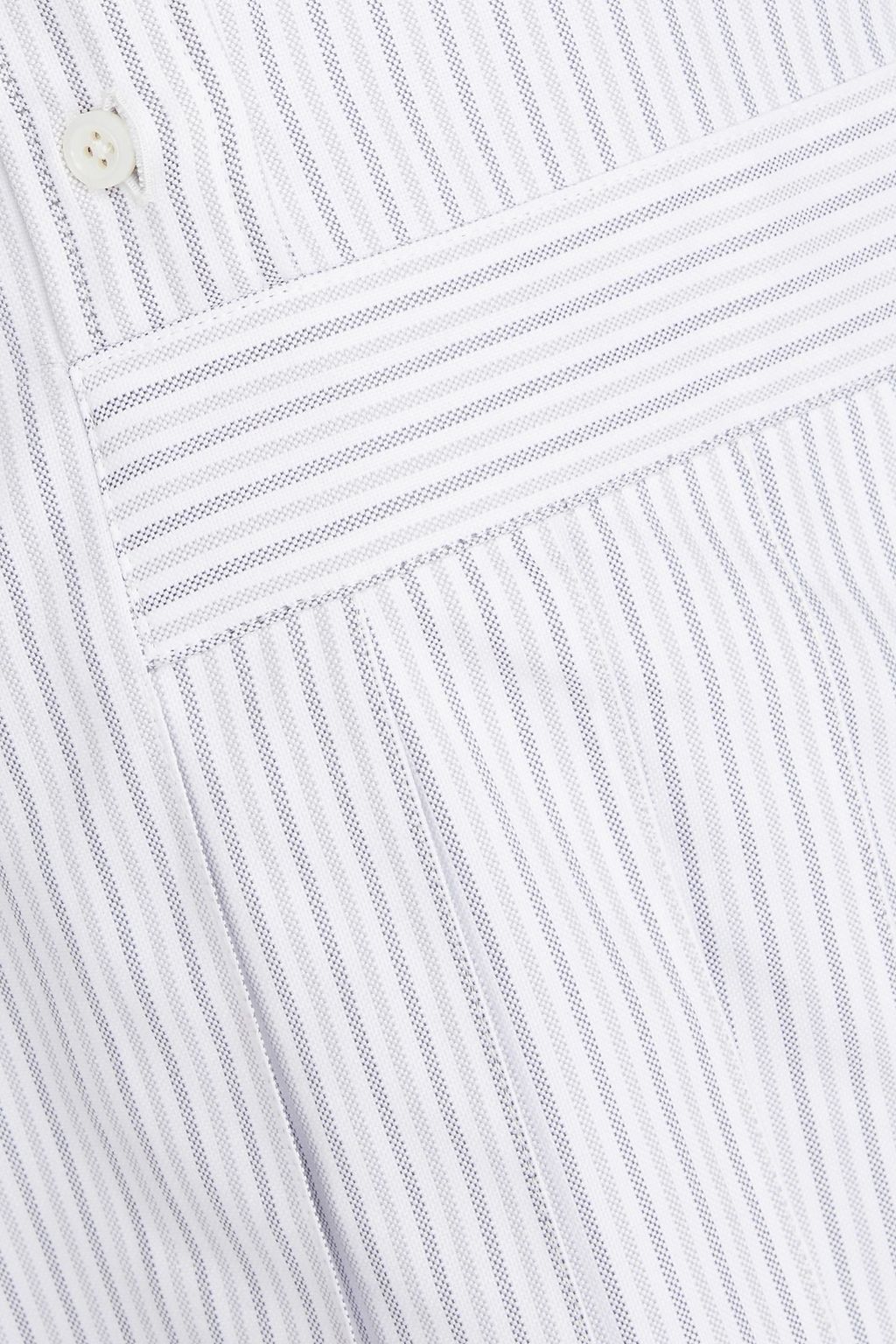 THOM BROWNE Asymmetric pleated striped cotton mini shirt dress