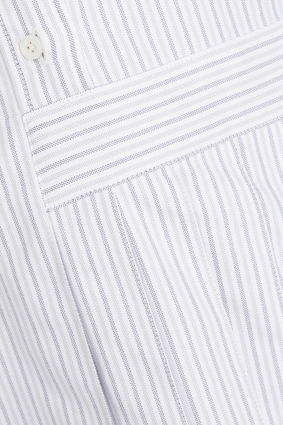 Thom Browne Pleated Striped Shirt Dress In Light Gray