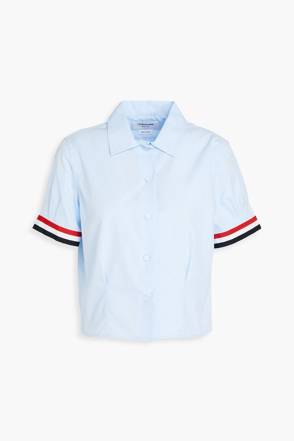 Thom Browne Rwb-stripe Puff-sleeve Shirt In Himmelblau