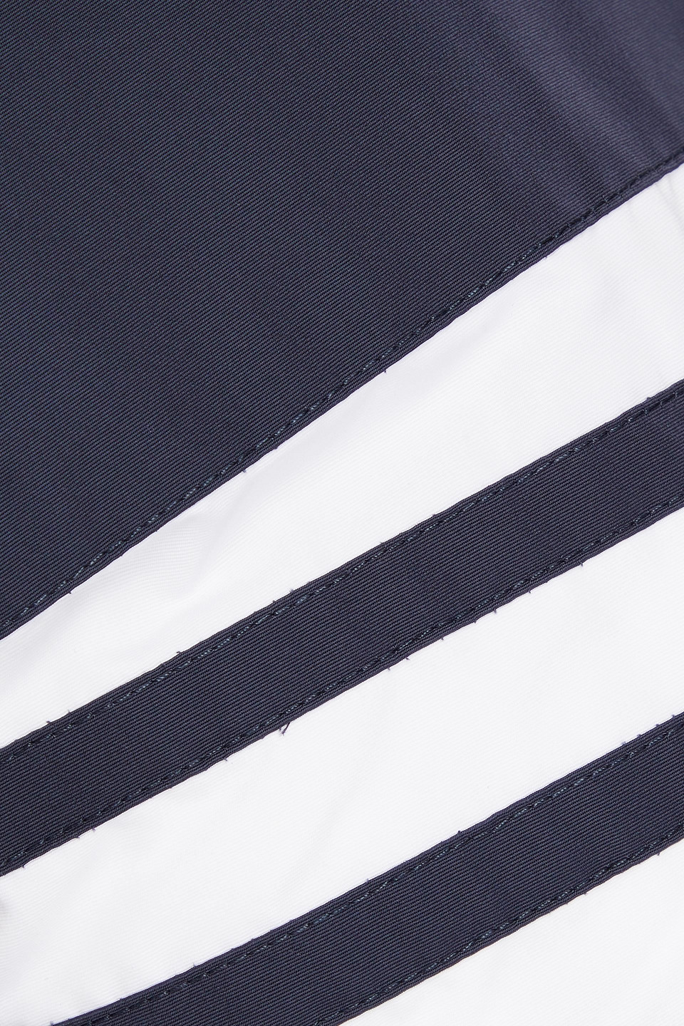 Thom Browne Tech Striped Down Padded Varsity Jacket In Navy