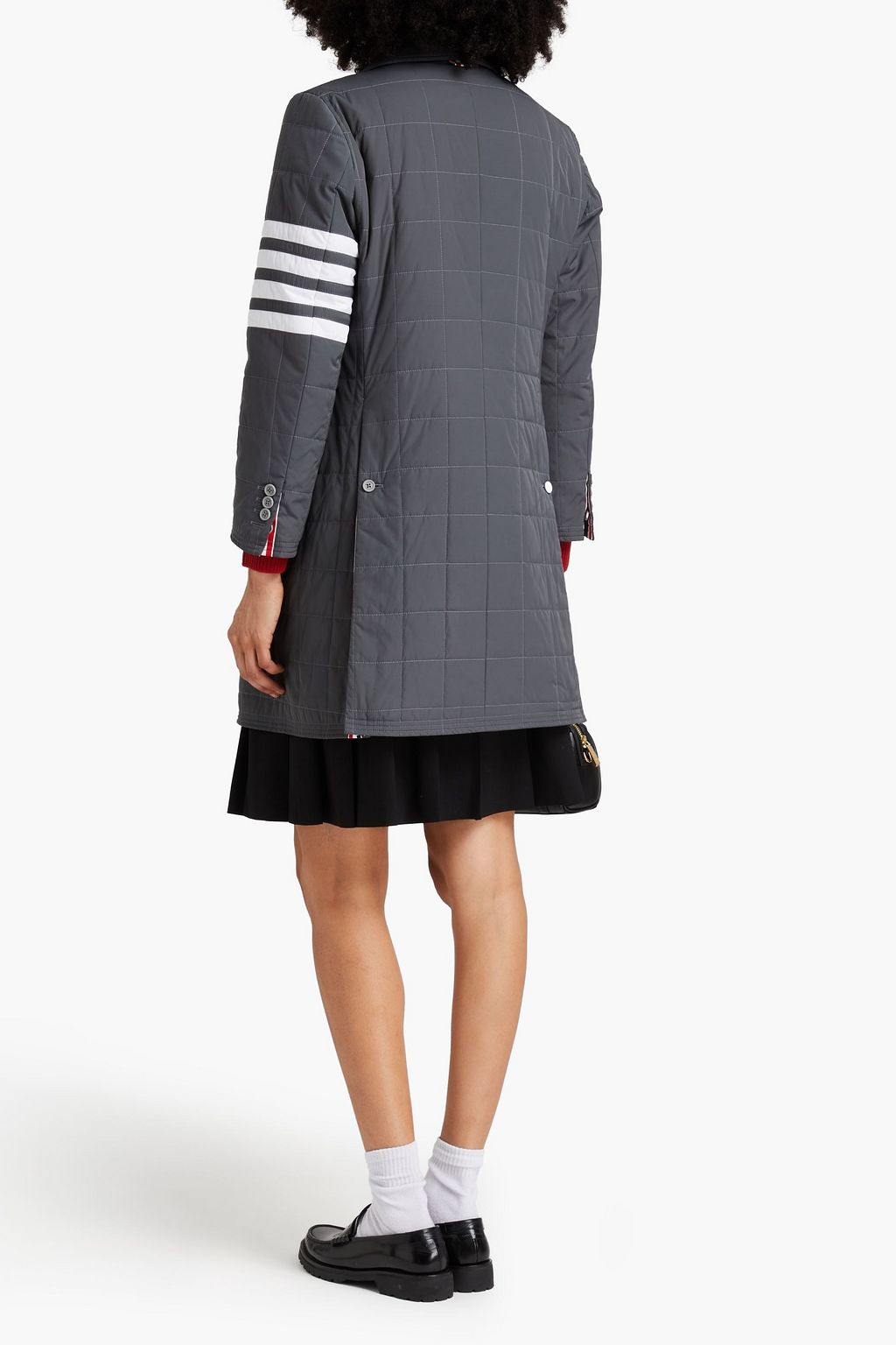 THOM BROWNE معطف من قماش عازل بتصميم مبطّن ومخطط
