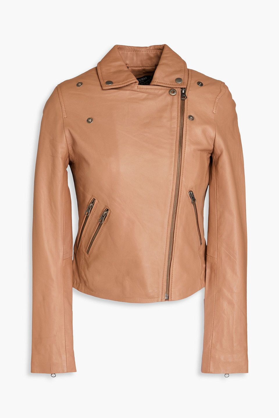 Muubaa Mila Leather Biker Jacket In Light Brown