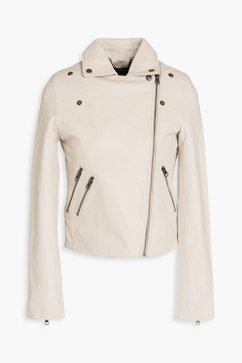 Muubaa Mila Leather Biker Jacket In Stone