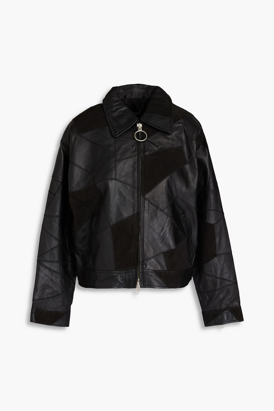 Muubaa Benny Embroidered Suede And Textured-leather Jacket In Black