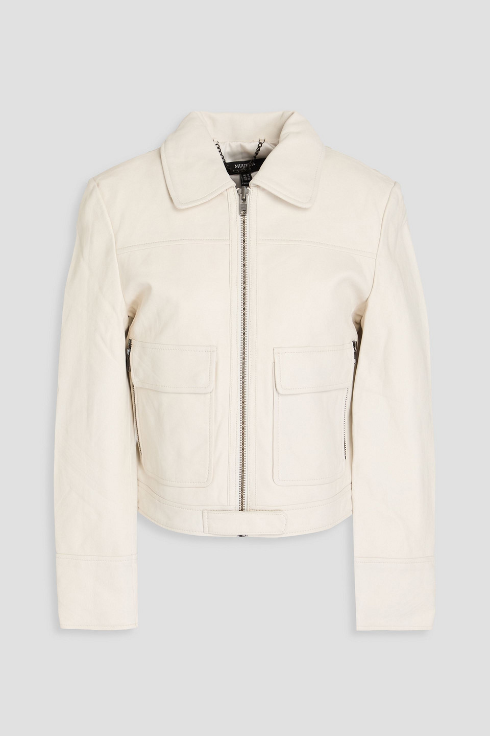 Muubaa Leather Jacket In Off-white