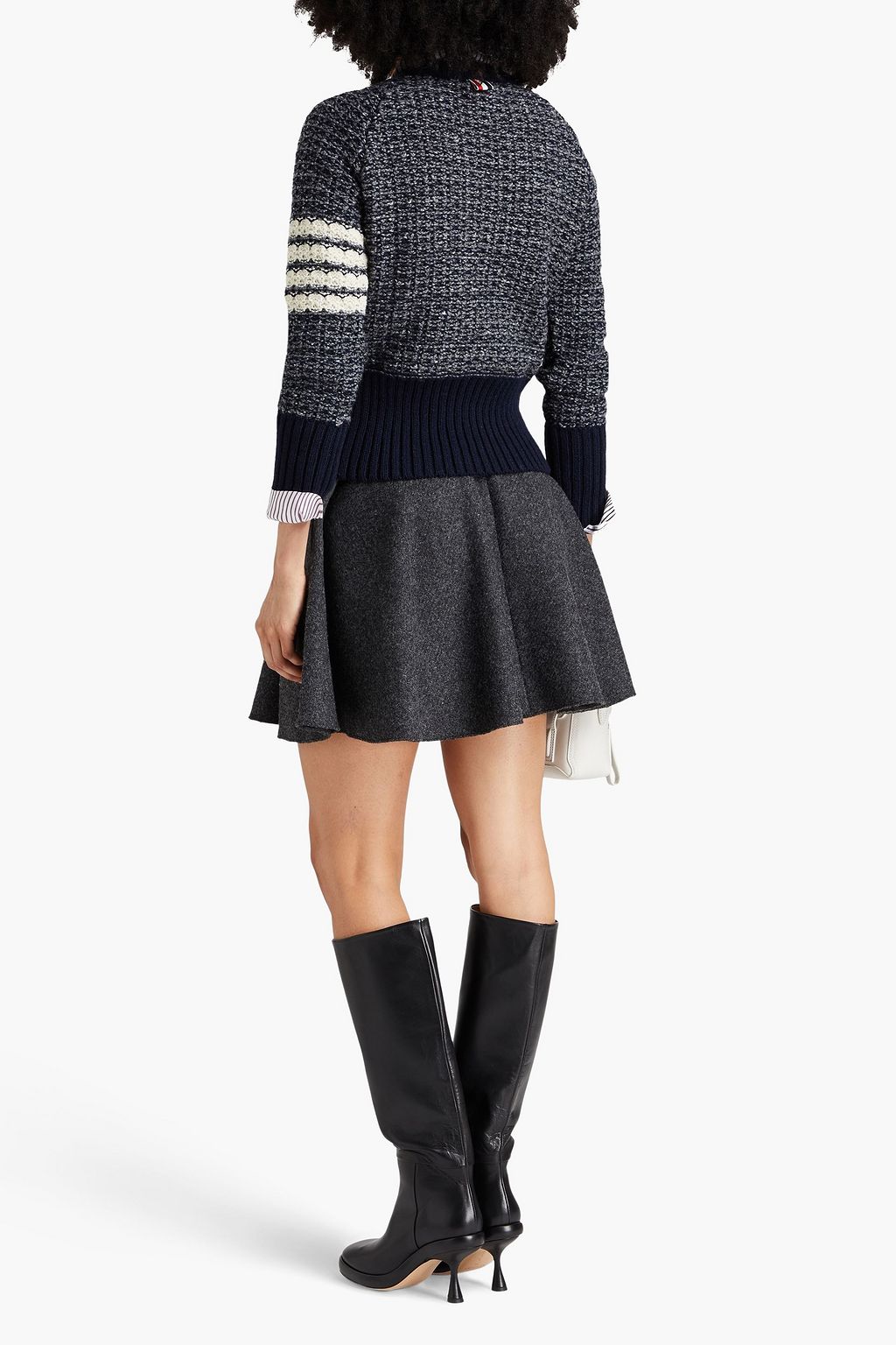 THOM BROWNE Striped wool and mohair-blend sweater