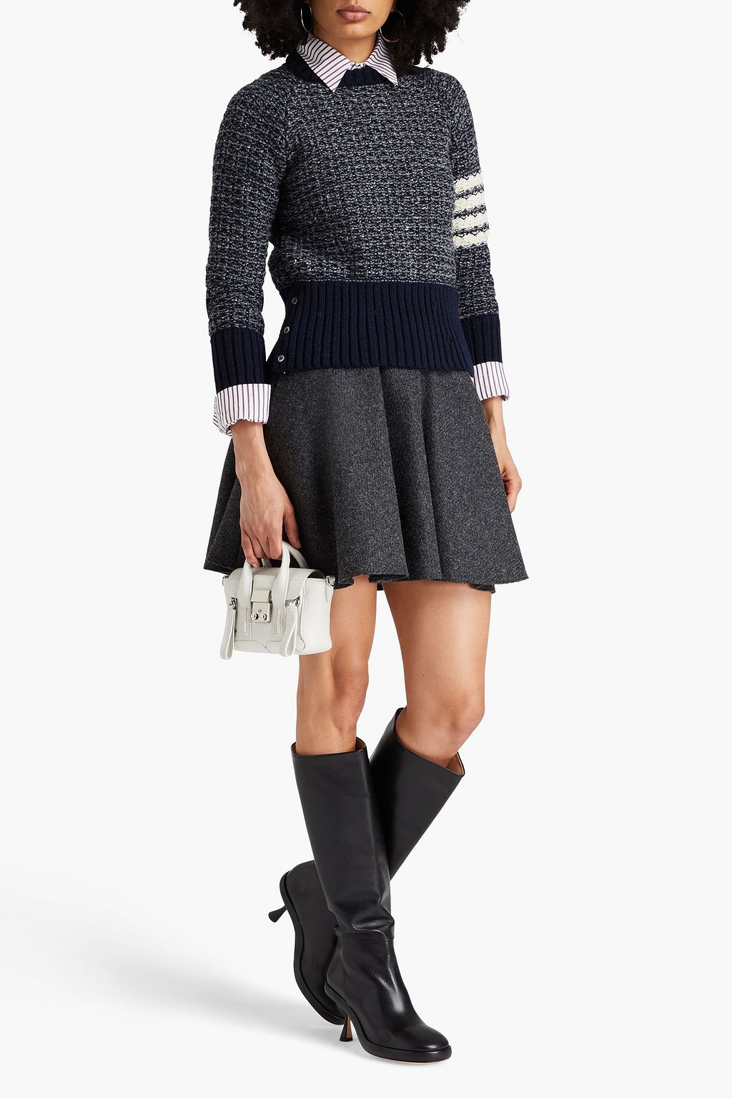 THOM BROWNE Striped wool and mohair-blend sweater