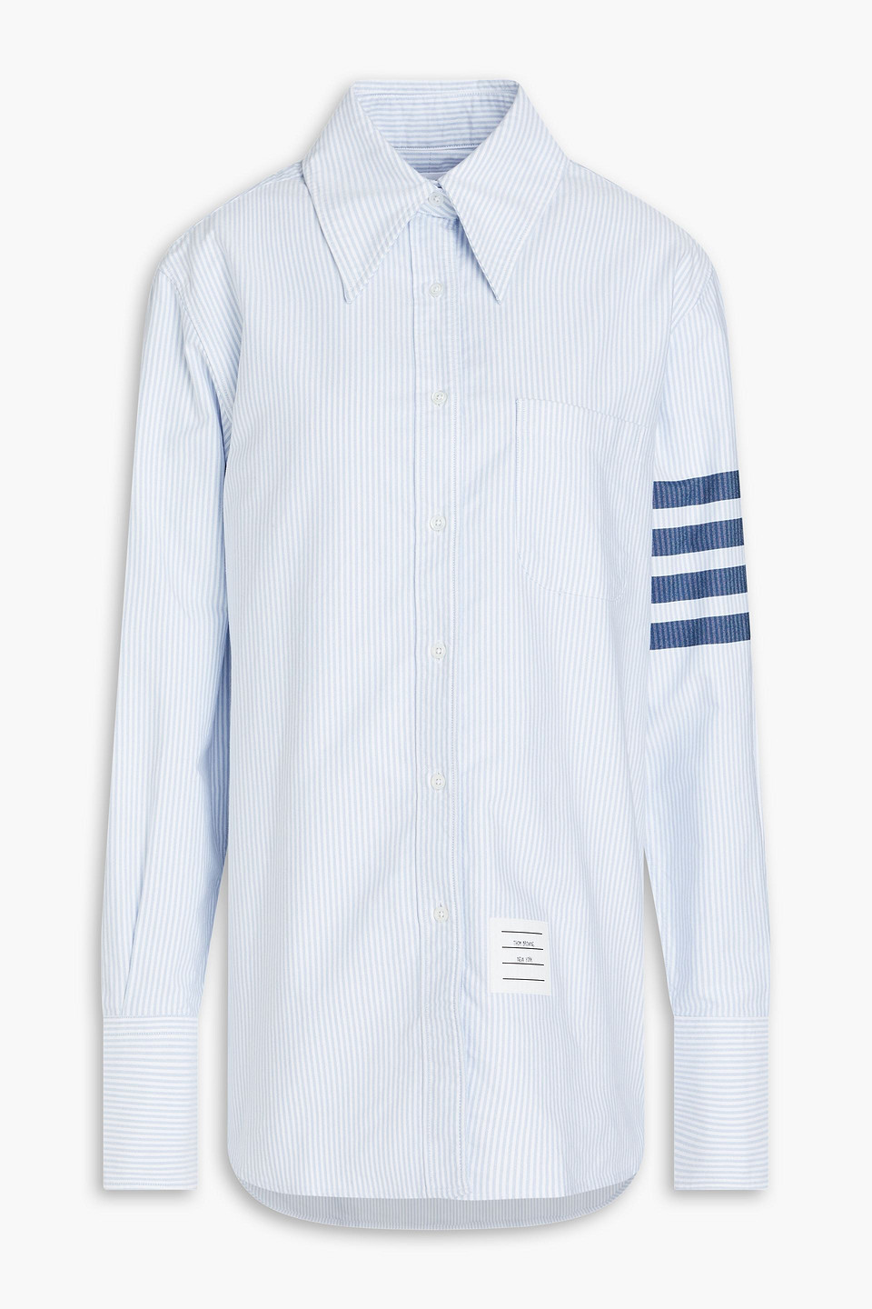 Thom Browne 4 Bar Striped Cotton Jacquard Shirt Blue White In Himmelblau