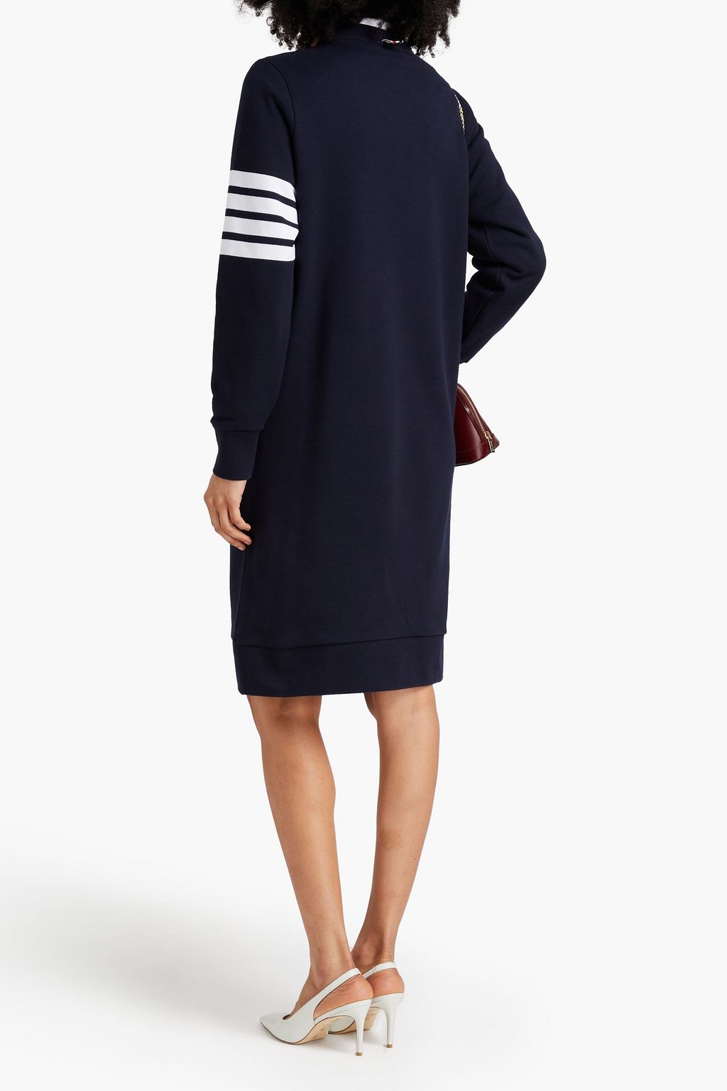 THOM BROWNE Striped French cotton-terry dress