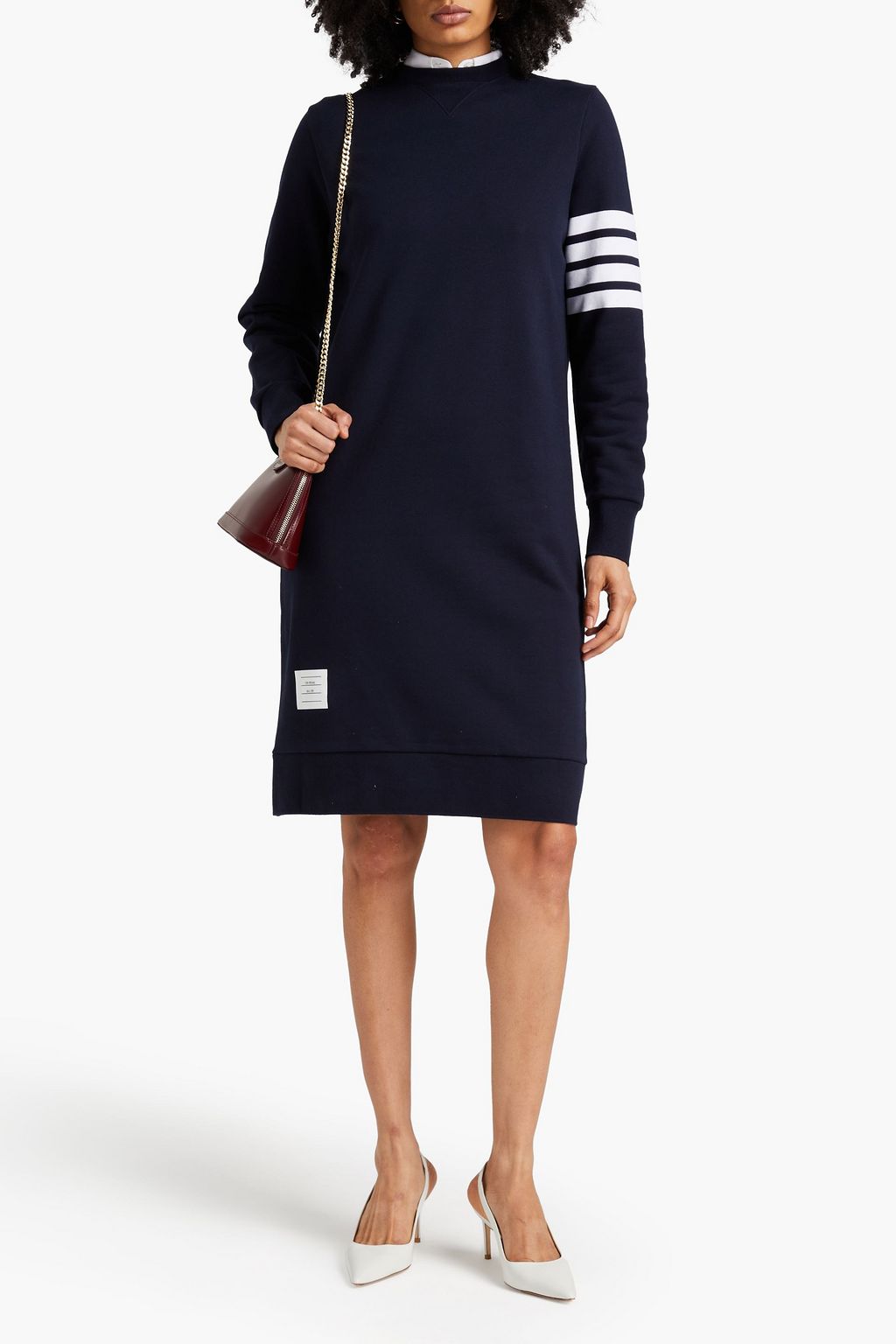 THOM BROWNE Striped French cotton-terry dress