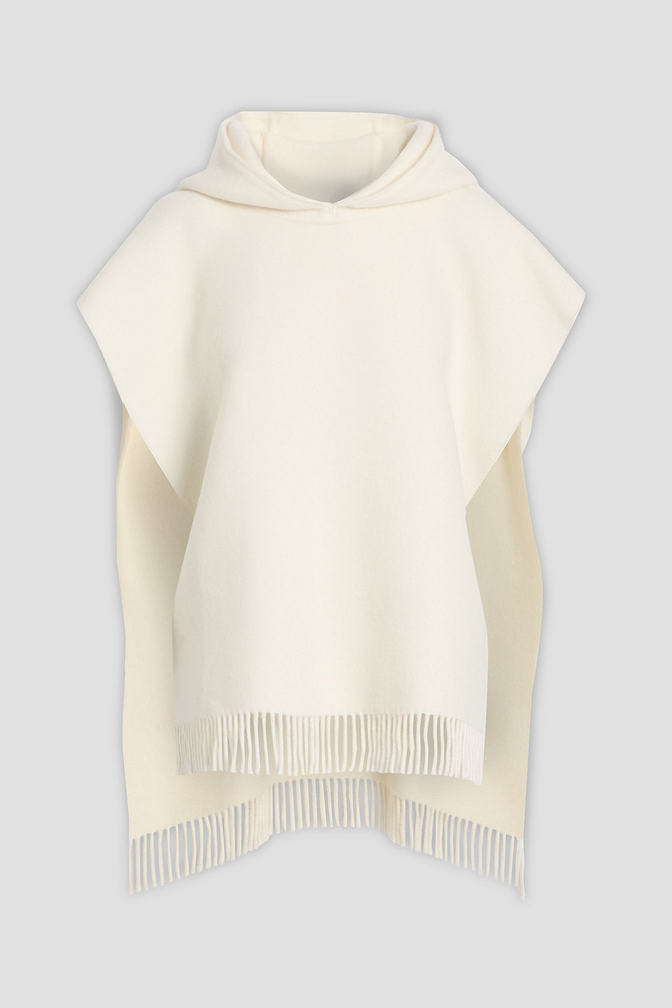 Brunello Cucinelli Poncho Aus Filz Aus Einer Woll-kaschmirmischung Mit Kapuze Und Fransen In Multi
