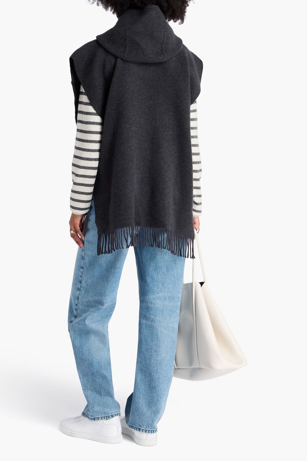 BRUNELLO CUCINELLI Fringed wool and cashmere-blend felt hooded poncho