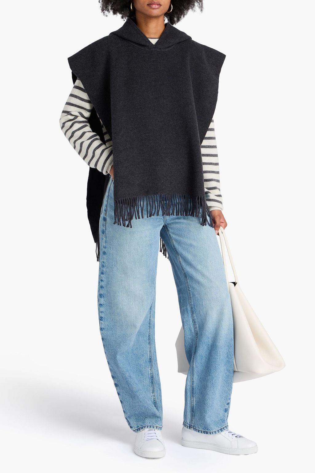 BRUNELLO CUCINELLI Fringed wool and cashmere-blend felt hooded poncho