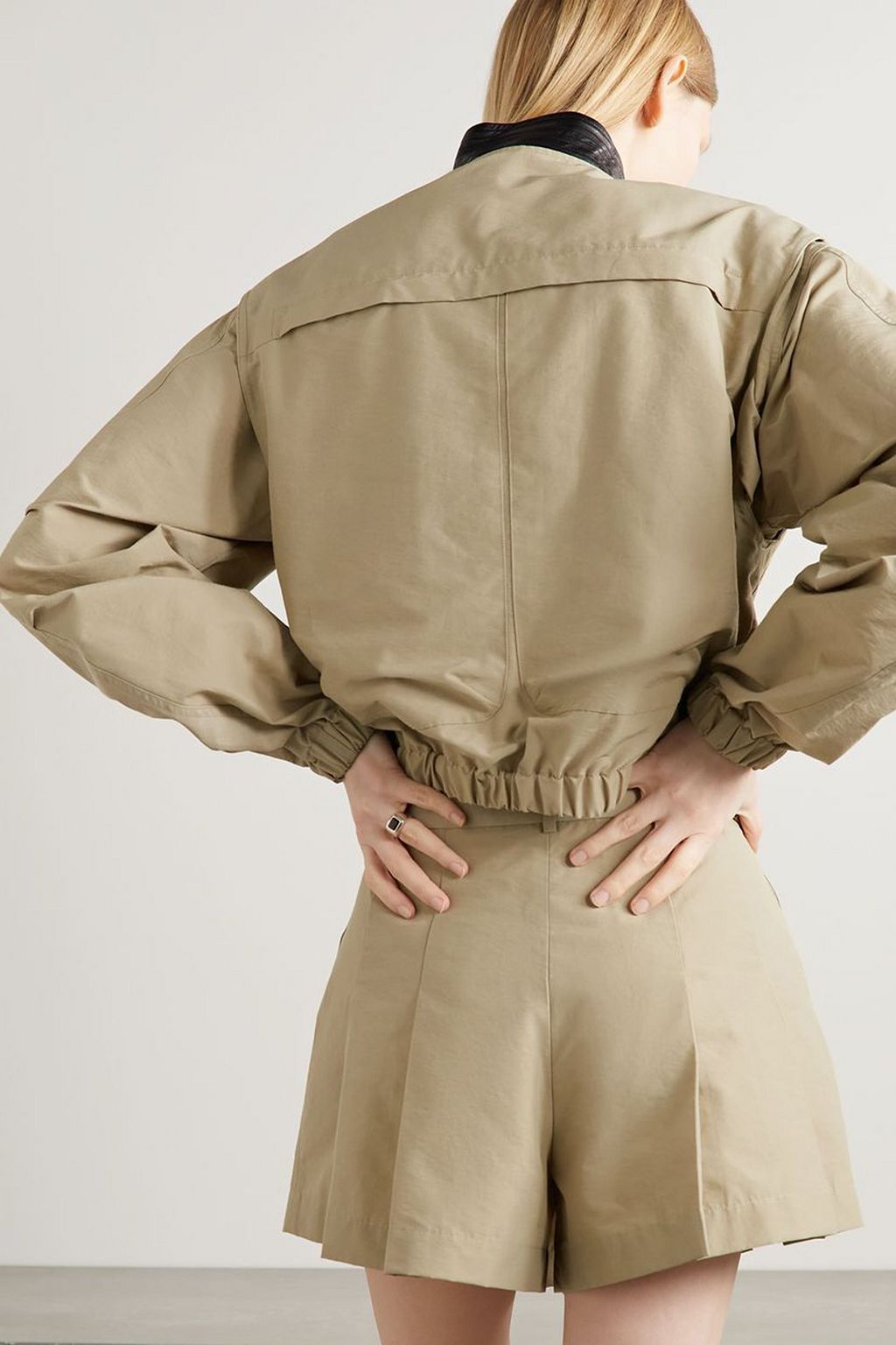 HELMUT LANG Leather-trimmed cotton-blend bomber jacket