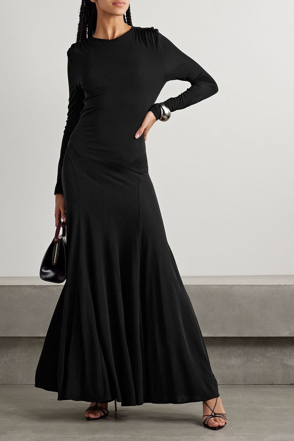 christopher esber evening dresses Christopher Esber Fusion Ruched Tee Gown | Black | Size 12